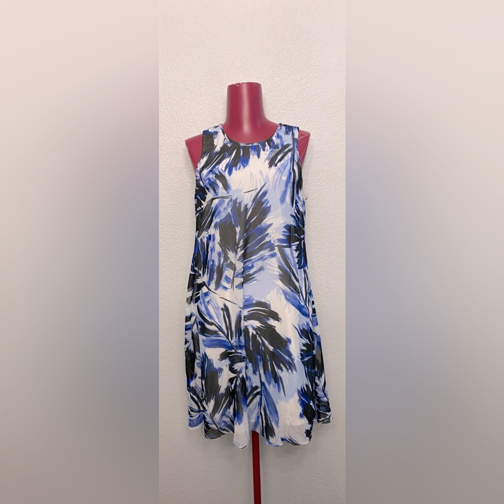 Calvin Klein Blue and White Halter Sundress Mini